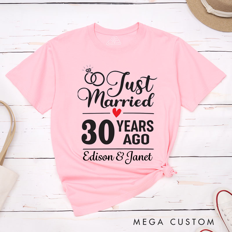 Personalized Couple 30th Anniversary T-Shirt Just Married 30 Years Ago T-Shirt 30 YRS Anniversary Tees for Wife Husband
