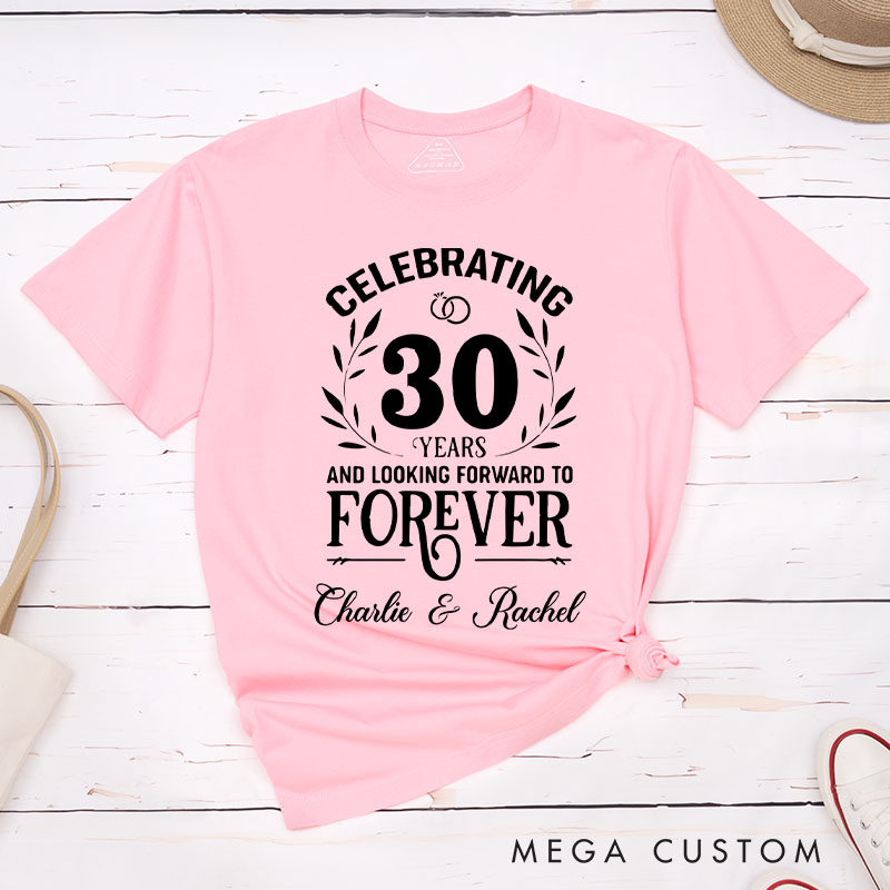 Personalized Couple 30th Anniversary T-Shirt Celebrating 30 Years Forever Together T-Shirt 30 YRS Anniversary Tees for Wife Husband