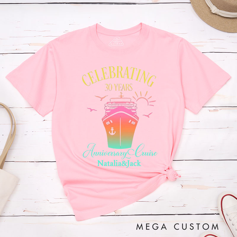 Personalized Couple 30th Cruise Anniversary T-Shirt Celebrating 30 Years Anniversary Cruise Shirt Wife Husband Anniversary Tees
