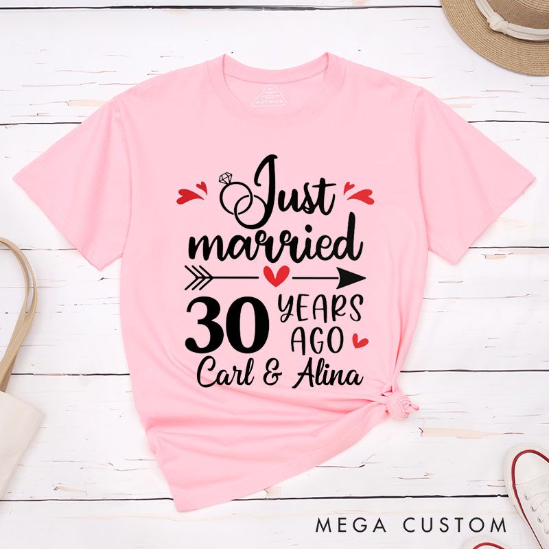 Personalized Couple 30th Cruise Anniversary T-Shirt Just Married 30 Years Ago Anniversary Romantic Wife Husband Anniversary Tees