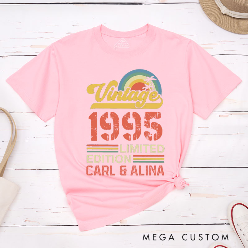 Personalized Couple 30th Cruise Anniversary T-Shirt Vintage 1995 Limited Edition Anniversary Shirt Retro Sunset Anniversary Tees