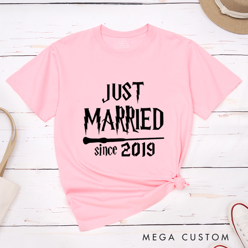 Personalized Magical Just Married with Year Newlyweds Matching Wedding Couple Classic T-Shirt