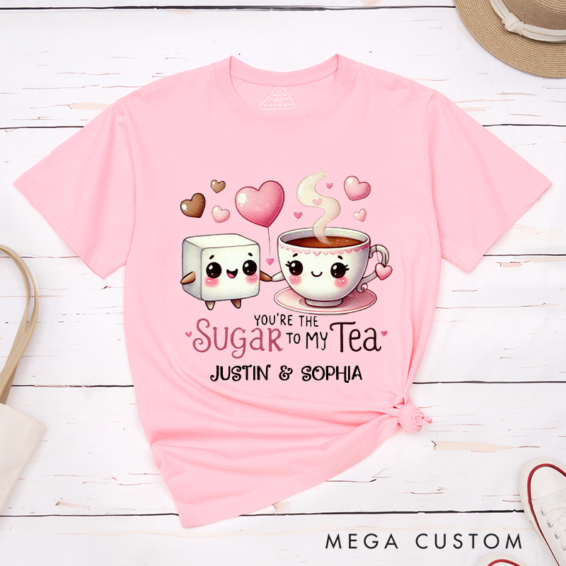 Personalized Couple You're the Sugar to My Tea Matching T-Shirt Valentine's Day T-Shirt for Husband Wife Boyfriend Girlfriend Gift for Hubby Wifey