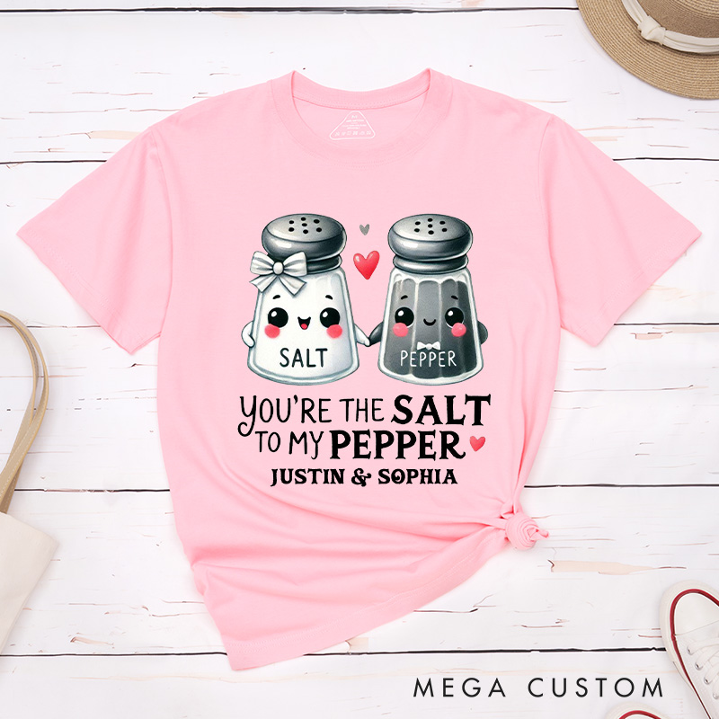 Personalized Couple You're the Salt to My Pepper Matching T-Shirt Valentine's Day T-Shirt for Husband Wife Boyfriend Girlfriend Gift for Hubby Wifey