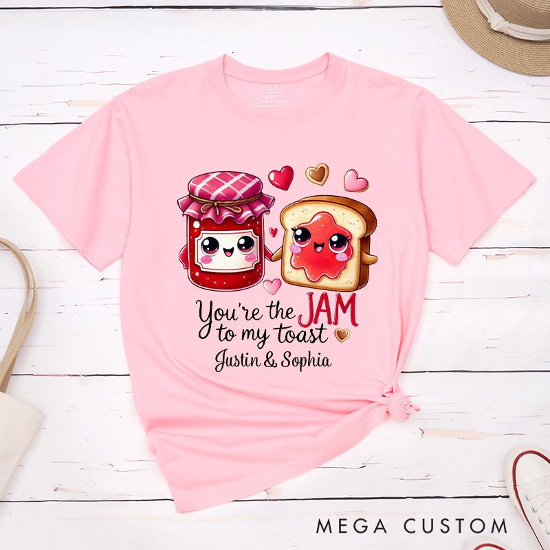 Personalized Couple You're the Jam to My Toast Matching T-Shirt Valentine's Day T-Shirt for Husband Wife Boyfriend Girlfriend Gift for Hubby Wifey