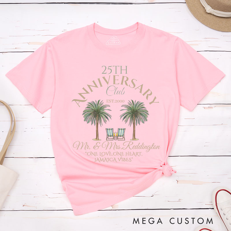 Personalized Couple 25th Anniversary T-Shirt Tropical Celebration 25th Anniversary Shirts Couple T-Shirts for Husband Wife