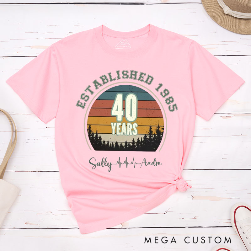 Personalized Couple 40th Anniversary T-Shirt Established 1985 40th Years Anniversary Shirts Couple Anniversary T-Shirts for Wife Husband