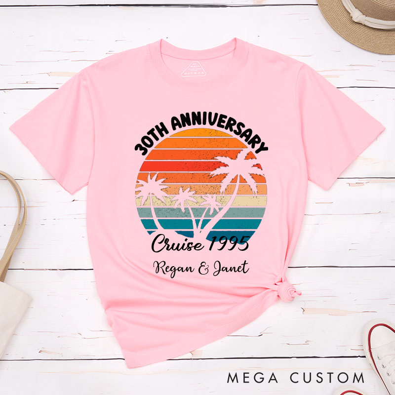 Personalized Couple 30th Anniversary T-Shirt 30th Anniversary Cruise Tropical Celebration Anniversary Shirt Couple Gift Tee for Husband Wife 