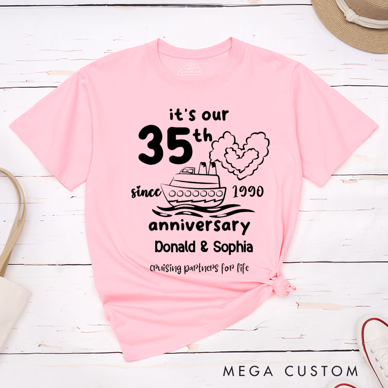 Personalized Couple 35th Anniversary T-Shirt Cruising Partners for Life  Anniversary Shirt for Couples Wife Husband Gift Tees