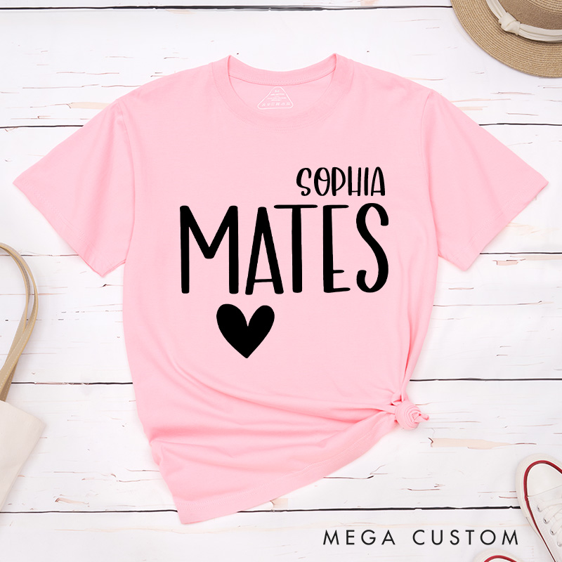 Personalized Couple Minimalist Soul Mates Matching T-Shirt with Name Valentine's Day T-Shirt for Husband Wife Boyfriend Girlfriend Gift