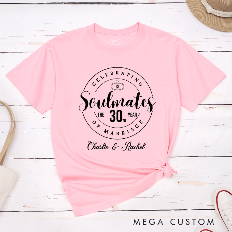 Personalized Couple 30th Anniversary T-Shirt Celebrating Soulmates 30th Anniversary Matching T-Shirts Anniversary Gift Tee