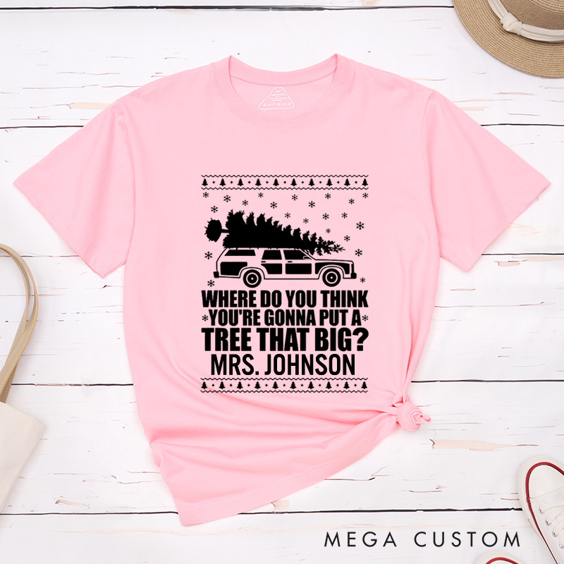 Personalized Funny Christmas Tree Debate Bend Over I'll Show You Matching Wedding Couple Classic T-Shirt