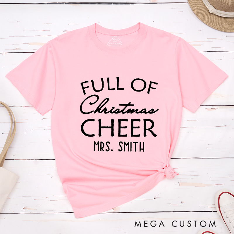 Personalized Humorous Full of Christmas Cheer and Beer Matching Couple Classic T-Shirt