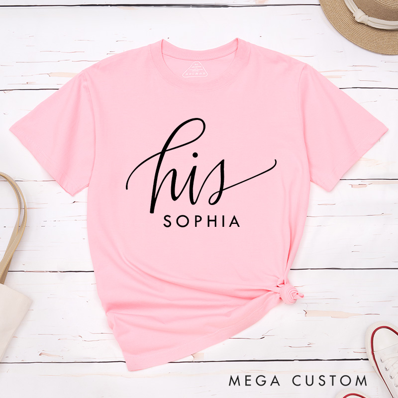 Personalized Minimalist Couple Hers and His Matching T-Shirt Valentine's Day T-Shirt for Husband Wife Boyfriend Girlfriend for Hubby Wifey