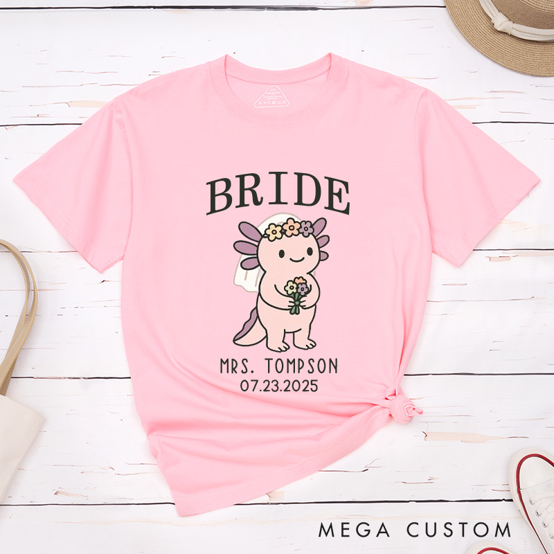 Personalized Cute Bride and Groom Axolotl Wedding Couple Classic T-Shirt