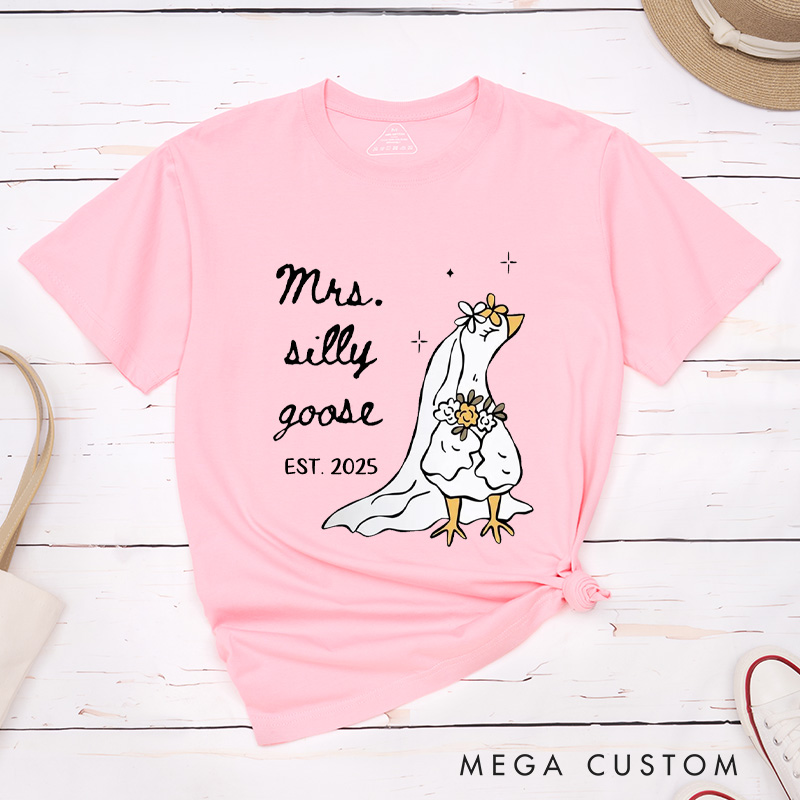 Personalized Funny Mr and Mrs Silly Goose Matching Wedding Couple Classic T-Shirt