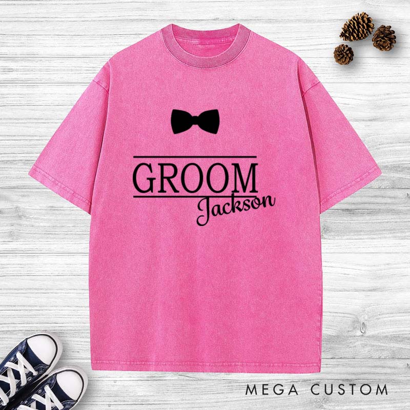 Personalized Classic Groom Bow Tie T-Shirt Elegance Groomsman Party Favors Shirts Stag Party Gift Tee for Men Bachelor Party Shirt