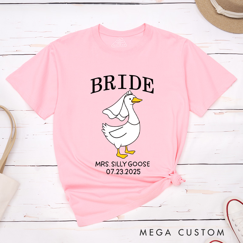 Personalized Bride and Groom Silly Goose Mr and Mrs Matching Wedding Couple Classic T-Shirt