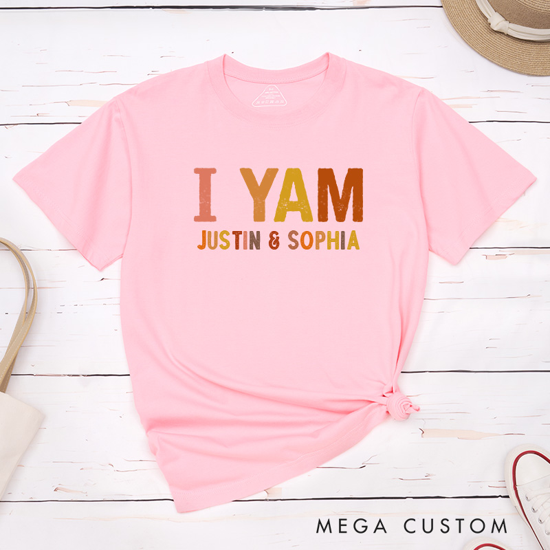 Personalized Couple Retro She’s My Sweet Potato I Yam Matching T-Shirt with Name Thanksgiving Day T-Shirt for Husband Wife Boyfriend Girlfriend Gift