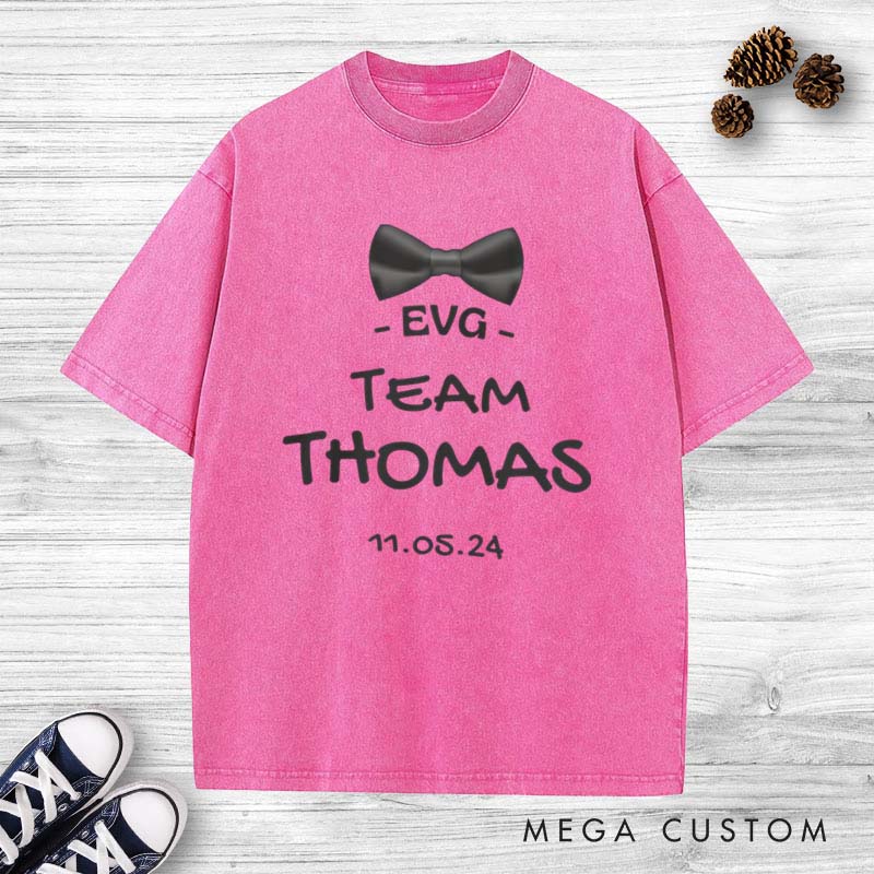 Personalized EVG Groom Team Washed T-Shirt Bachelor Party Favors T-Shirts for Best Man Retro Groom Club y2k Shirts for Men