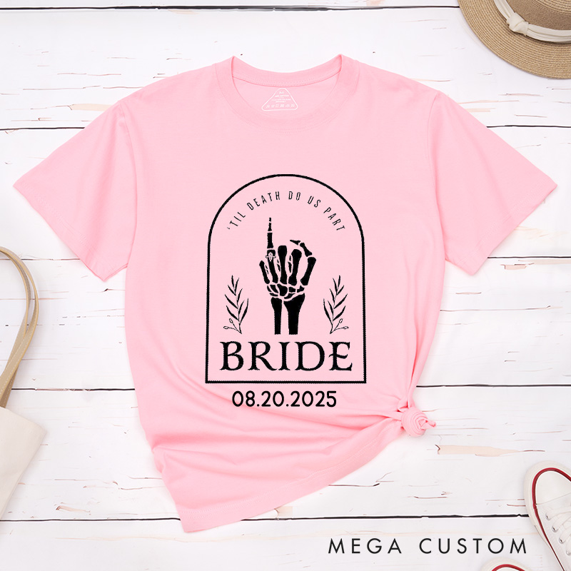 Personalized Skeleton Hand Gestures Garden Bride and Groom Matching Wedding Couple Classic T-Shirt