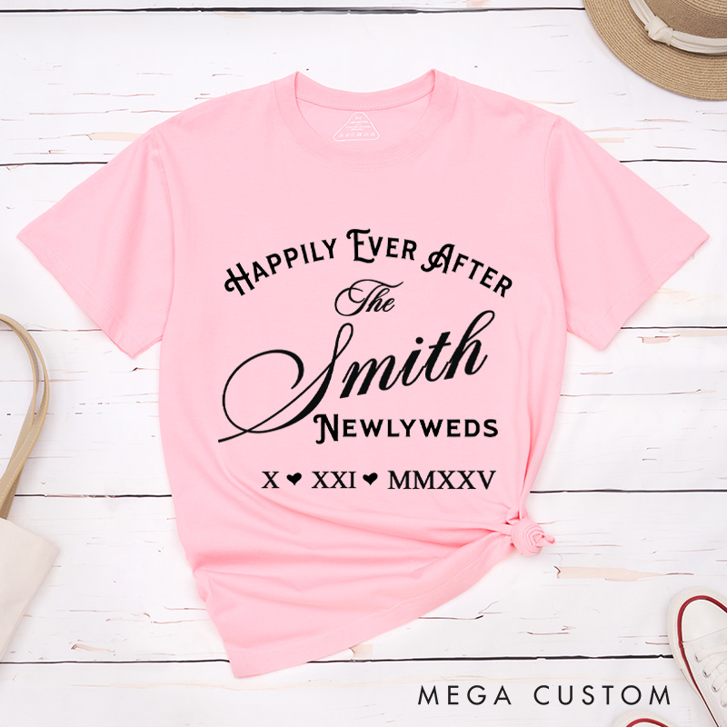 Personalized Newlyweds Happily Ever After Wedding Couple Classic T-Shirt