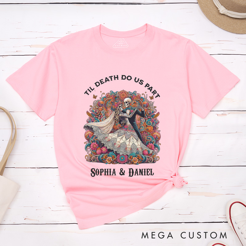 Personalized Til Death DoUs Part Dancing Skeleton Matching Wedding Couple Classic T-Shirt