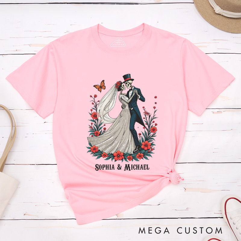 Personalized Romatic Dancing Skeleton Matching Wedding Couple Classic T-Shirt
