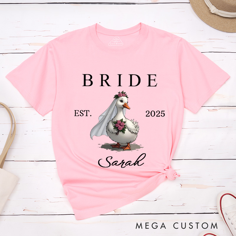 Personalized Bride and Groom Silly Goose Matching Wedding Couple Classic T-Shirt