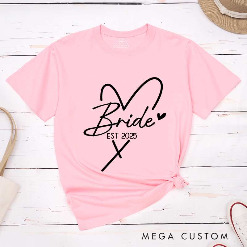 Personalized Bride and Groom with Heart Wedding Couple Classic T-Shirt