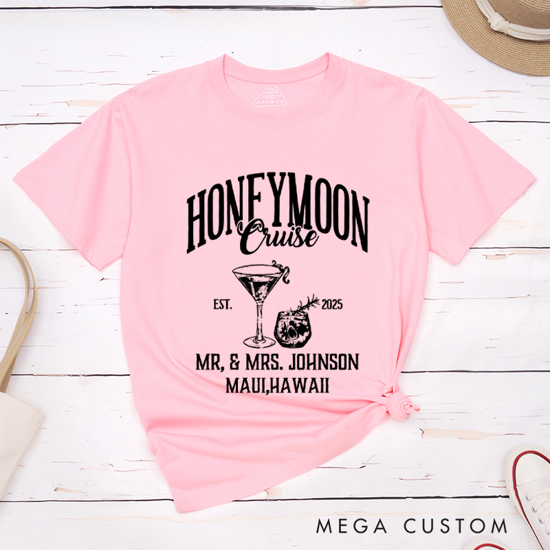 Personalized Honeymoon Cruise Mr and Mrs Matching Honeymoon Couple Classic T-Shirt