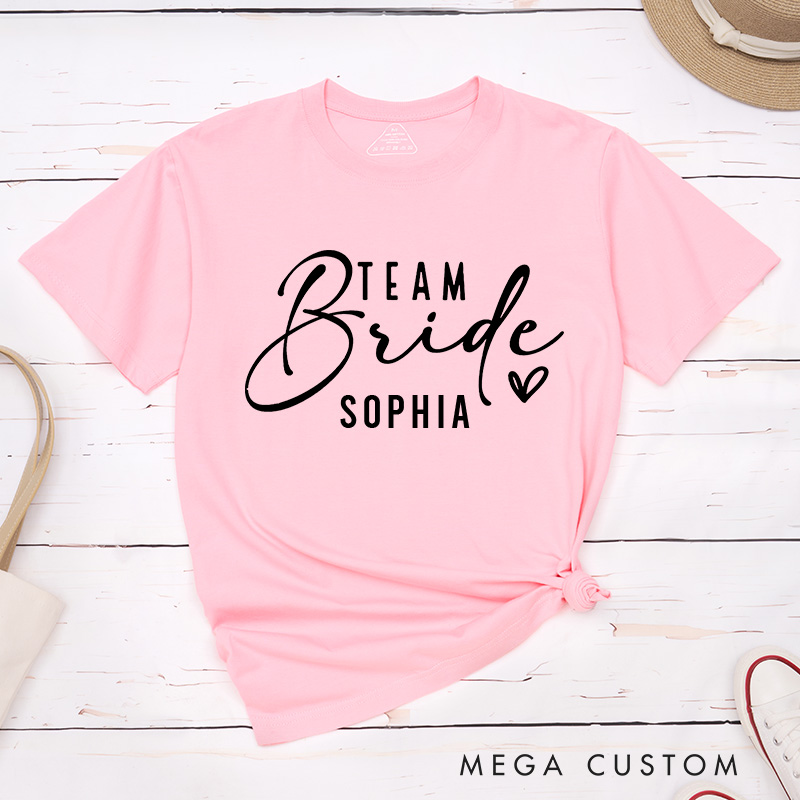Personalized Bride with Heart Matching T-Shirt Team Bride T-Shirt Bridesmaid T-Shirt Bachelorette Party Gift