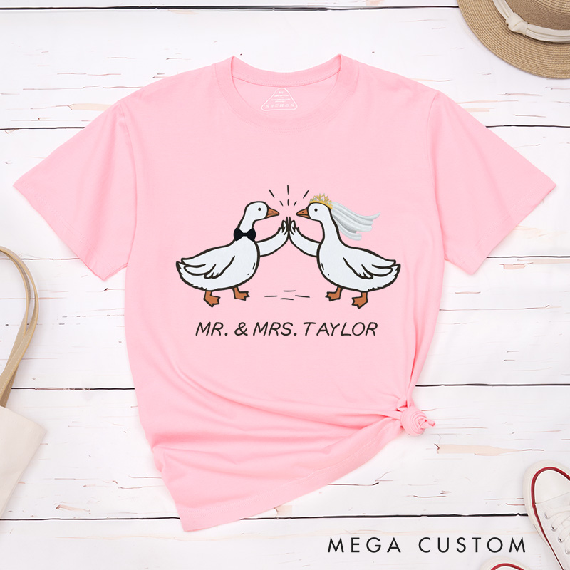 Personalized Mr and Mrs Silly Goose Bride and Groom Wedding Couple Classic T-Shirt