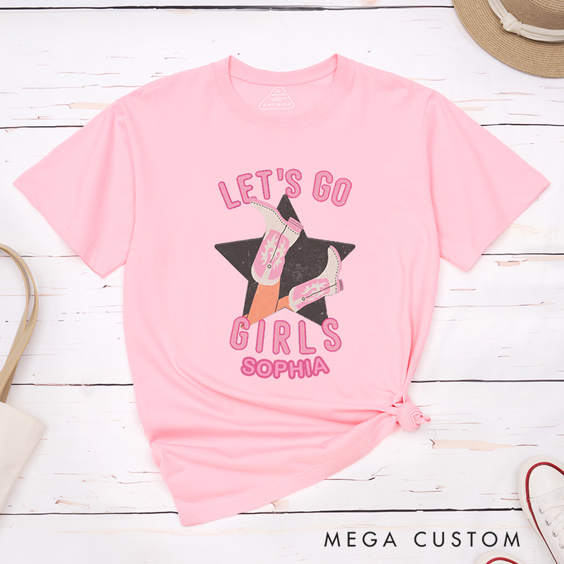 Personalized Man I Feel Like a Bride Matching T-Shirt Let's Go Girls T-Shirt Cowgirl Bridesmaid Wedding Cowgirl Boots T-Shirt Bachelorette Party Gift