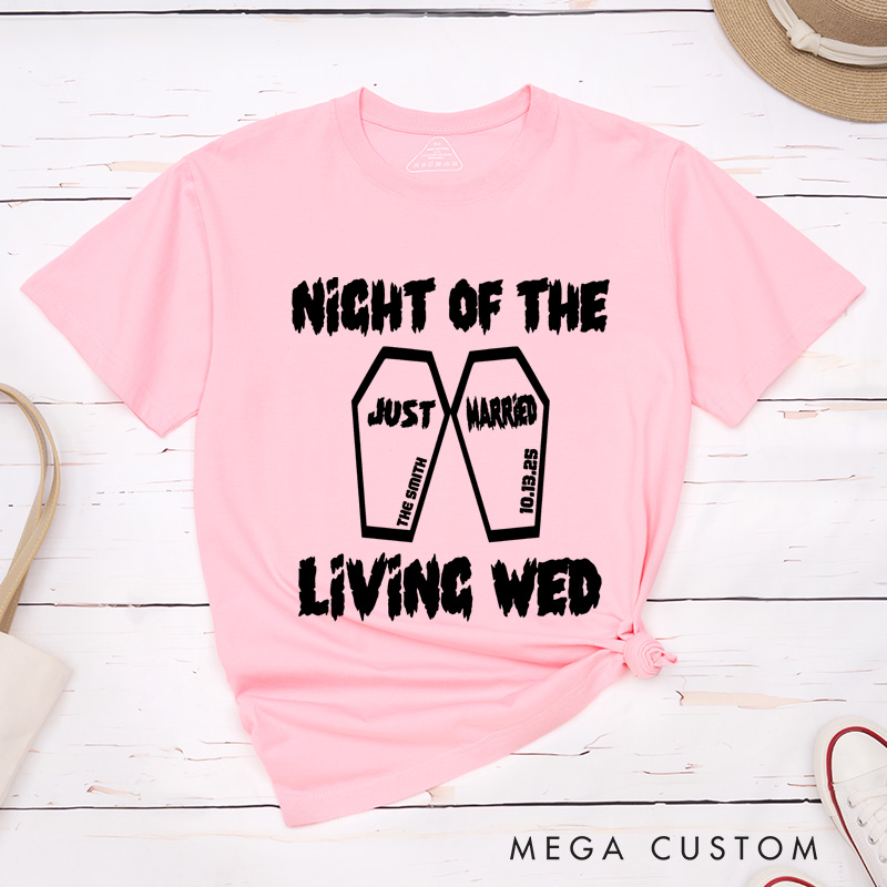 Personalized Spooky Night of the Living Wed Just Married Wedding Couple Classic T-Shirt
