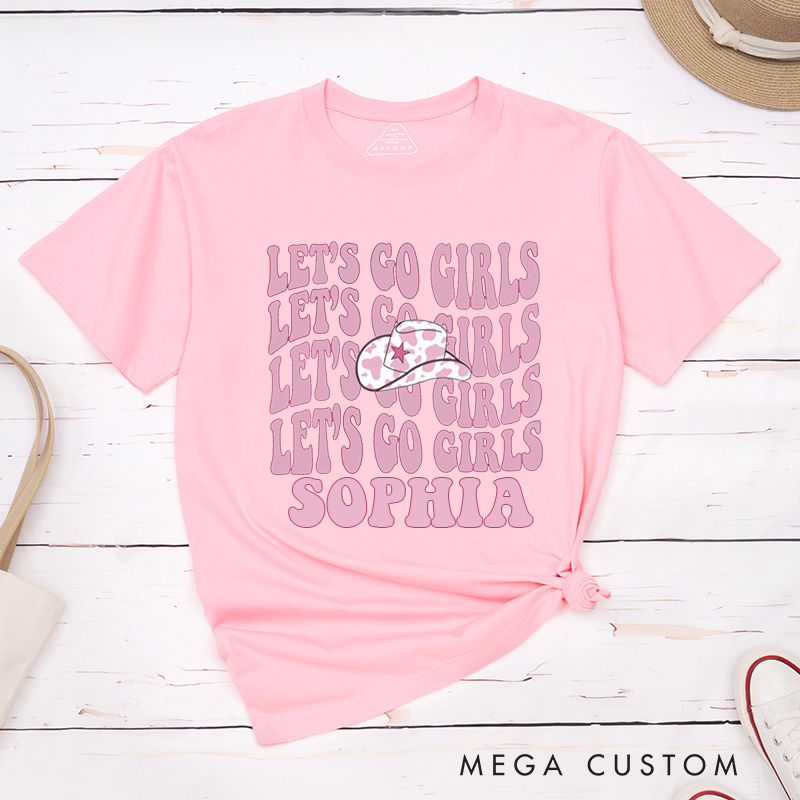 Personalized Man I Feel Like a Bride Matching T-Shirt Let's Go Girls T-Shirt Bridesmaid Cowgirl Hat T-Shirt Bachelorette Party Gift