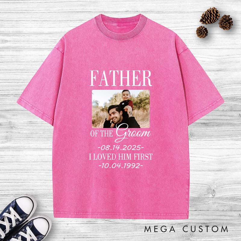 Personalized Father of the Groom Washed T-Shirt Heartfelt Tribute for FOG T-Shirt Groom Dad Vintage Shirts Groom Father y2k Washed Tees