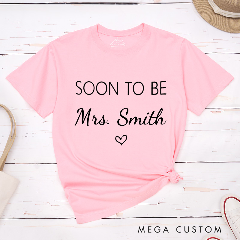 Personalized Minimalist One Lucky Mr and Soon To Be Mrs with Heart Engagement Couple Classic T-Shirt