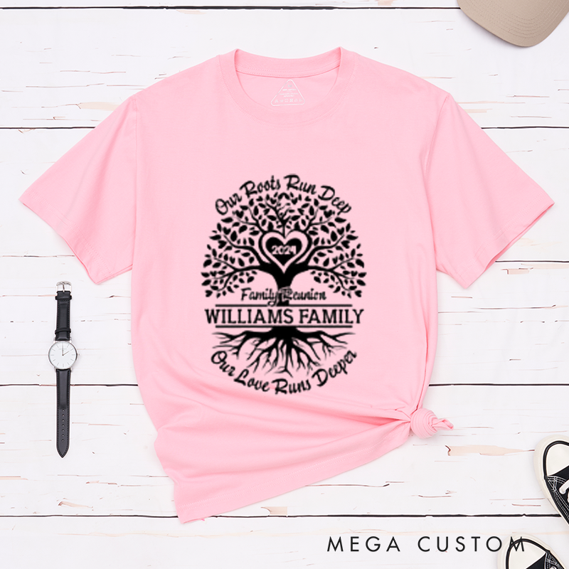 Personalized Our Roots Run Deep Family Reunion Shirts Custom Names and Heartfelt Designs Classic T-shirt