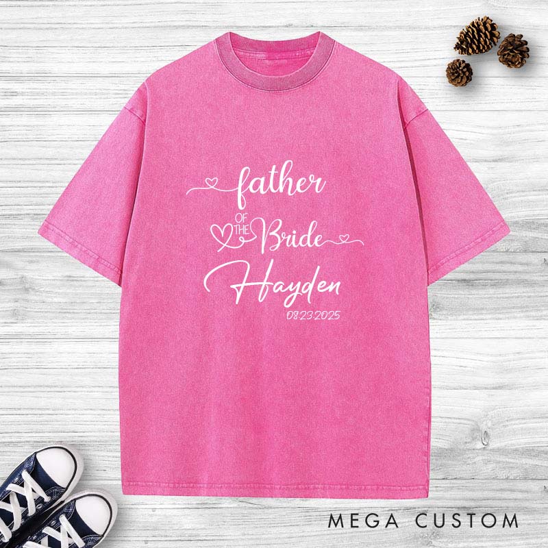 Personalized Father of the Bride Washed T-Shirt FOB Bachelor Favors T-Shirt Vintage Wedding Bride Dad Party Washed Tees