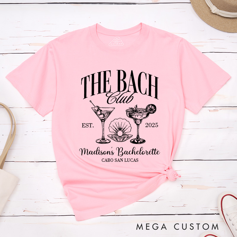 Personalized The Bride Club with Cocktail Matching T-Shirt The Bach Club T-Shirt Bridesmaid Bride Tribe T-Shirt Wedding Bachelorette Party Gift