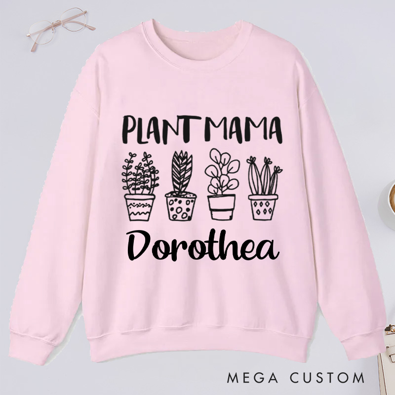 Personalized Plant Mama Classic Sweatshirts Crazy Plant Lady Sweatshirt with Name Gardener Sweatshirt Plant Lover Gift Gardening Gift