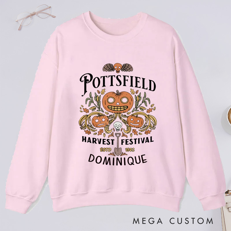 Personalized Pottsfield Harvest Festival Classic Sweatshirts Vegetables Fall Sweatshirt with Name Halloween Gift Plant Lover Gift Gardening Gift