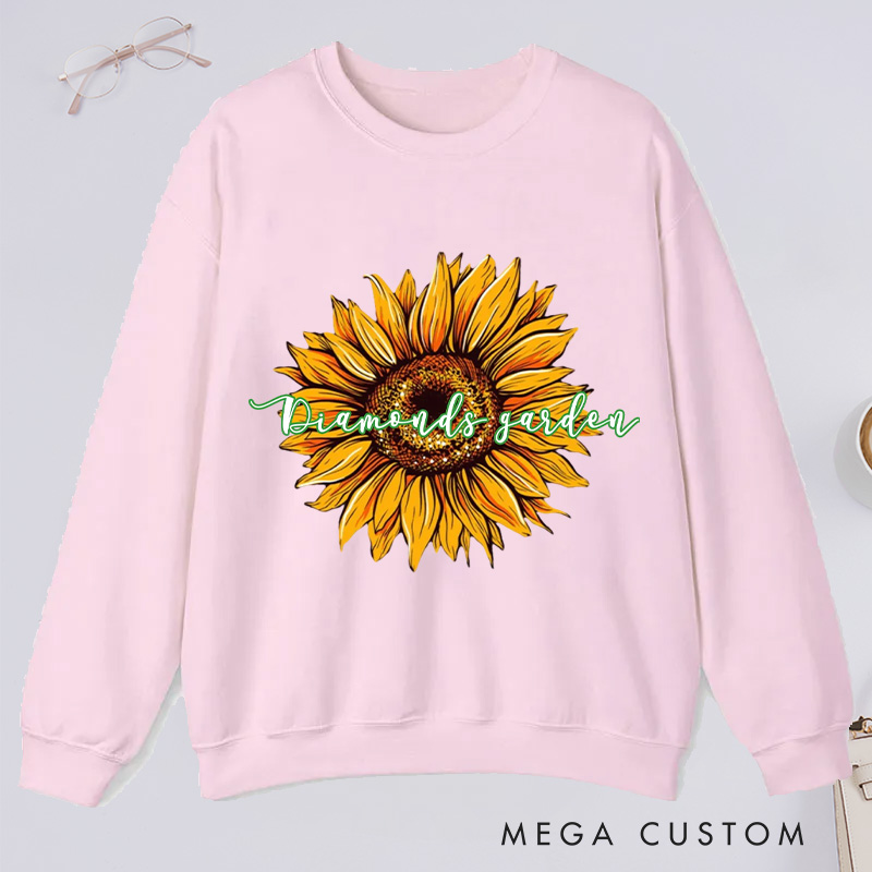 Personalized Sunflower Classic Sweatshirts Flower Print Sweatshirt Gardener Sweatshirt with Name Plant Lover Gift Gardening Gift Gardener Gift