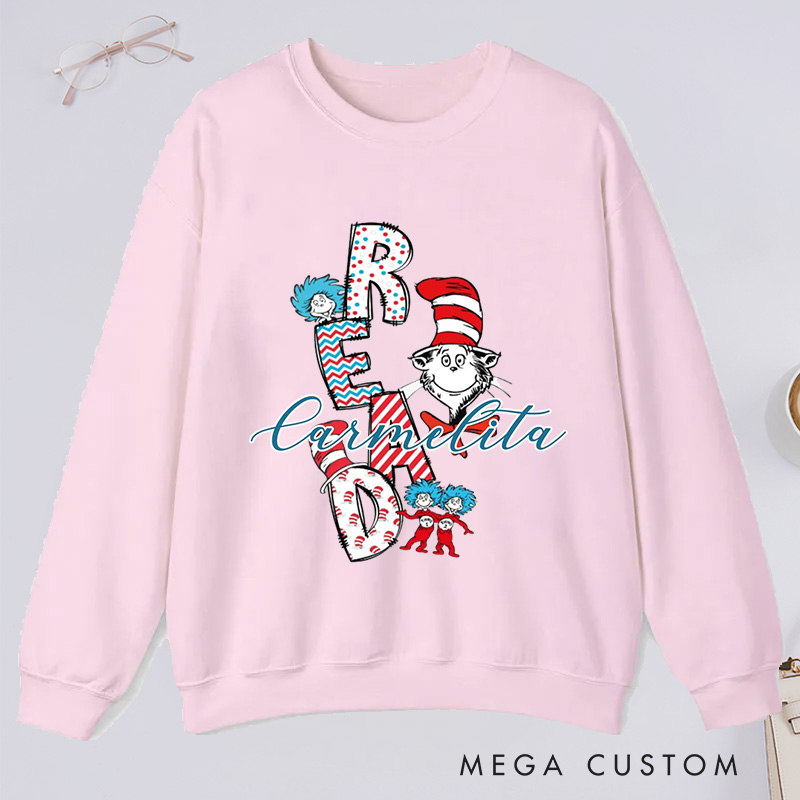 Personalized Trendy Read Classic Sweatshirts Read Across America Sweatshirt Bookish Sweatshirt with Name Book Lover Gift Librarian Gift