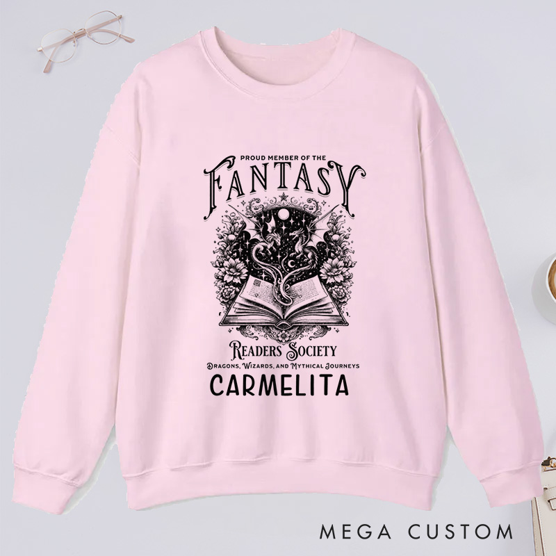 Personalized Fantasy Readers Society Classic Sweatshirts Dragon Lover Sweatshirt Bookish Sweatshirt Mythical Creatures Book Sweatshirt Book Lover Gift