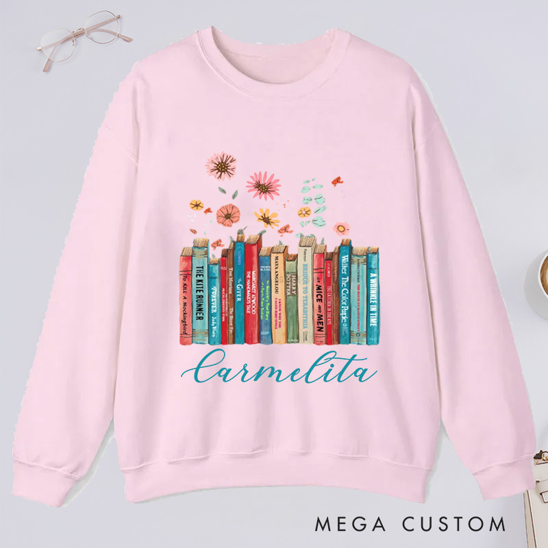 Personalized I'm With The Banned Classic Sweatshirts Custom Floral Books Sweatshirt with Name Book Lover Gift Librarian Gift Reading Gift