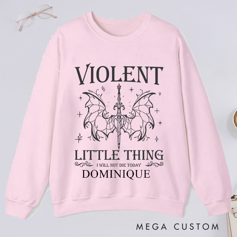 Personalized Violent Little Thing Classic Sweatshirts with Name Custom Reading Sweatshirt for Book Lover Gift Librarian Gift Reader Gift