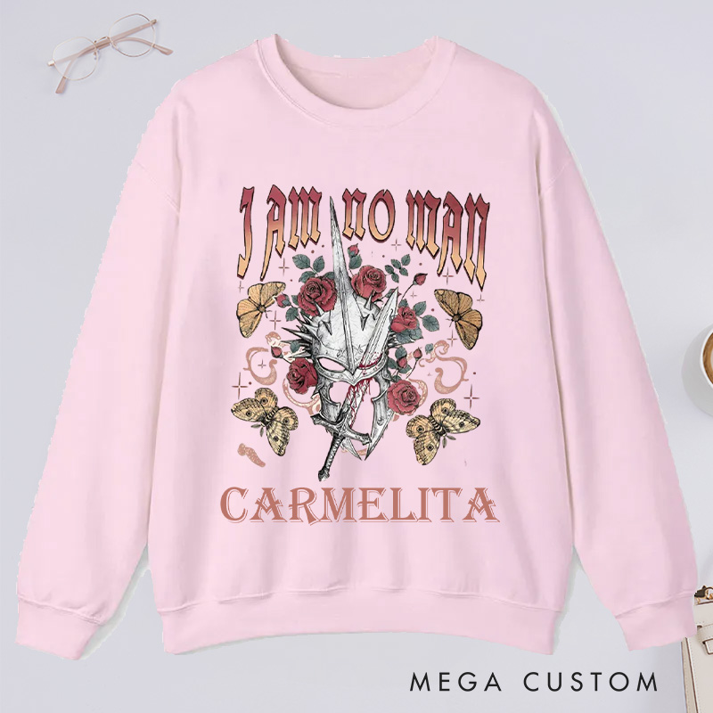 Personalized I Am No Man Classic Sweatshirts Academia Bookish Sweatshirt with Name Fantasy Merch Sweatshirt Reading Fandom Sweatshirt Book Lover Gift