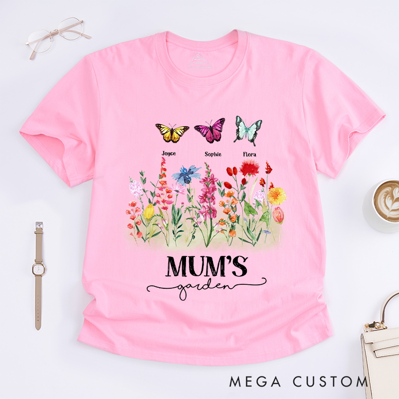 Personalized Garden Butterflies Classic T-Shirt Gifts for Mom Grandma